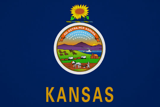Kansas flag with fabric texture