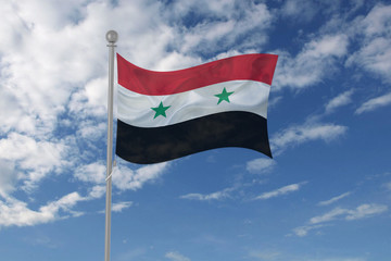 Fototapeta na wymiar Syria flag waving in the sky