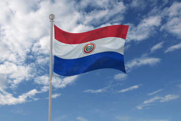 Paraguay flag waving in the sky