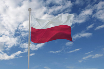 Fototapeta na wymiar Poland flag waving in the sky