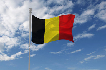 Belgium flag waving in the sky