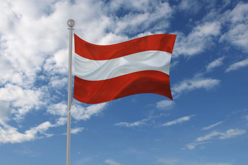 Austria flag waving in the sky