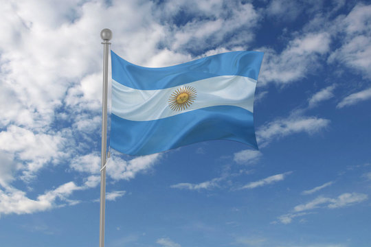 Argentina Flag Waving In The Sky