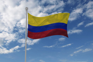 Colombia flag waving in the sky