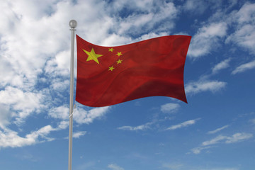 China flag waving in the sky