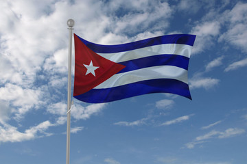 Cuba flag waving in the sky