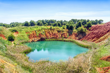 Fototapeta premium Bauxite Quarry Lake in Otranto, Italy