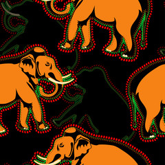 Ethnic african pattern with a elephant. Vector image
