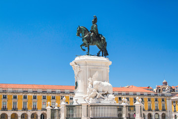 Equestrian statue of king Jose I on Commerce Plaza in Lisbon, Portugal