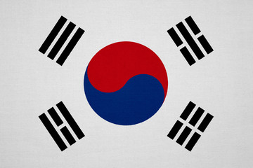 South Korea flag with fabric texture