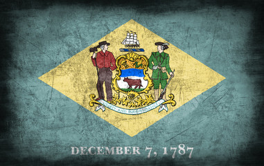 Delaware flag with grunge metal texture