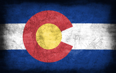 Colorado flag with grunge metal texture