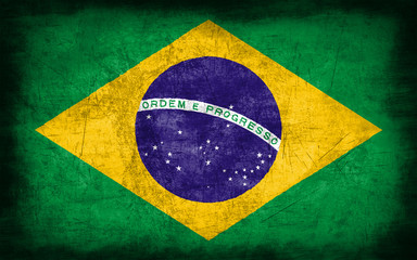 Brazil flag with grunge metal texture
