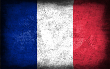 France flag with grunge metal texture