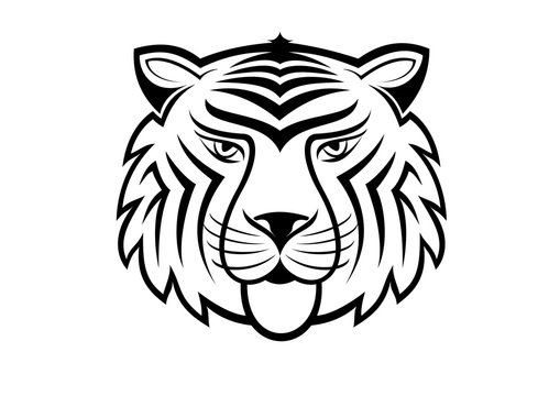 Tiger head, black and white tattoos