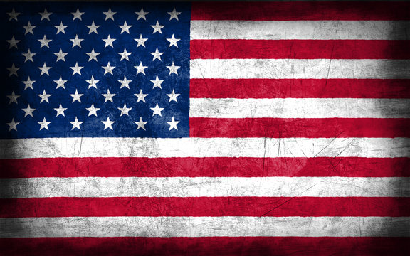 USA flag with grunge metal texture