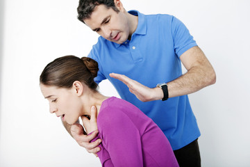 First aid techniques In case of choking, give the victim a maximum of five back slaps to try and...
