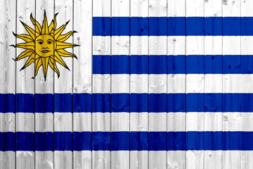 Uruguay flag with wood texture
