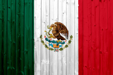 Mexico flag with wood texture