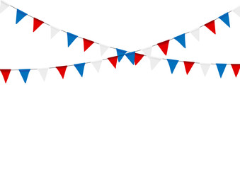 Fototapeta premium Russian flag festive bunting against. Party background with flag