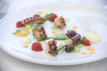 lunch, tentacle, dish, fish, food, greek, grilled