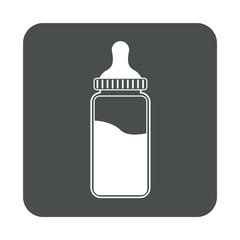 Icono plano biberon en cuadrado gris