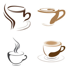 Set of abstract coffee logos, Vector illustration