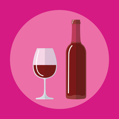 flat icon bottle of wine, glass of beer