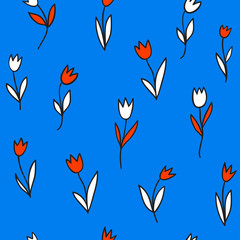 Seamless pattern with tulips