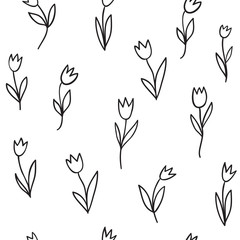 Seamless pattern with tulips