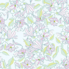 Magnolia blossom colorful seamless pattern