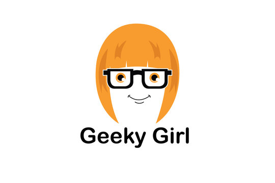 Geeky Girl Logo Illustration Design