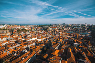 Bird's-eye view of old Porto downtown, Portugal.