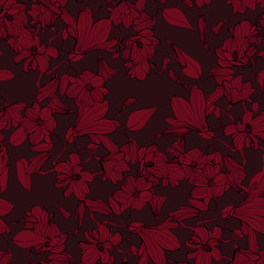 Obraz premium Magnolia blossom colorful seamless pattern