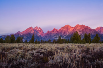 Obraz premium Landscape sunrise view at Grand Teton mountains, USA