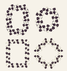 Set of frames with vines in vintage style.