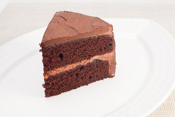 Dark chocolate cake on white