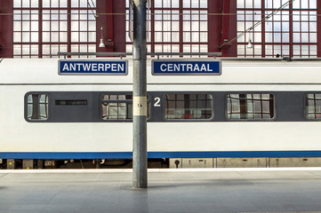 Railway station in Antwerpen Belgium