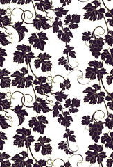 Vector repeating pattern with vines in vintage style.