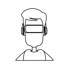 character man young wearing vr glasses vector illustration