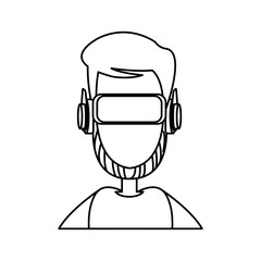 character man young wearing vr glasses vector illustration
