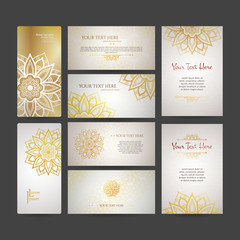 Set of vector design templates. Business card with floral circle ornament. Mandala style.