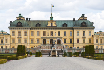 Fototapeta na wymiar Drottningholm, Sweden – March 18, 2012: Royal Family's permanent residence, Drottningholm palace near Stockholm, Sweden.