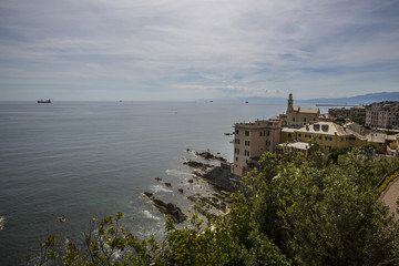 Fototapeta na wymiar Boccadasse - Genova (Italy) Small fishing village near the city of Genoa.