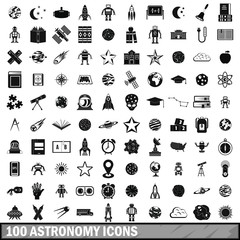 100 astronomy icons set, simple style  © ylivdesign