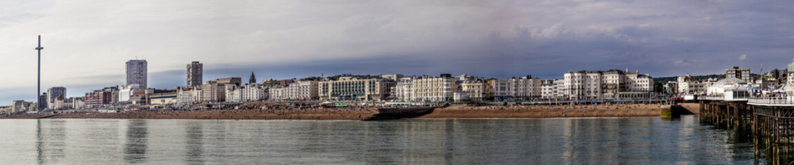 Panoramic view of the seafront of Brighton