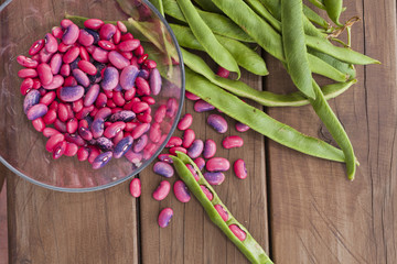 Scarlett runner beans on table