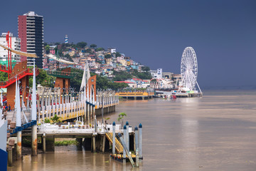 View of the Malecon and the Guayas River in Guayaquil, Ecuador