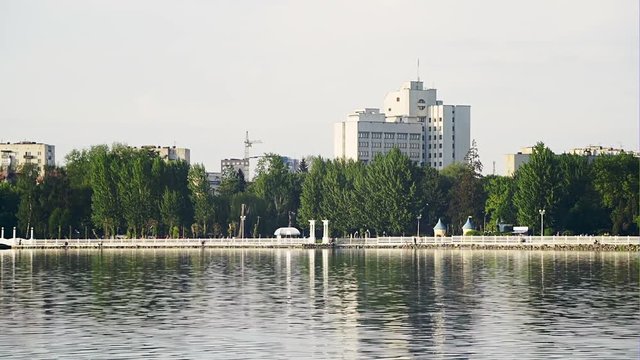 View to esplanade in city Ternopil