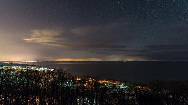 Time lapse over Mölle in southern Sweden at night